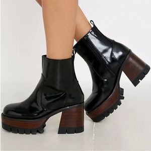 Jeffrey Campbell Quavo / Free People Preston Platform Bootie in Black Patent
